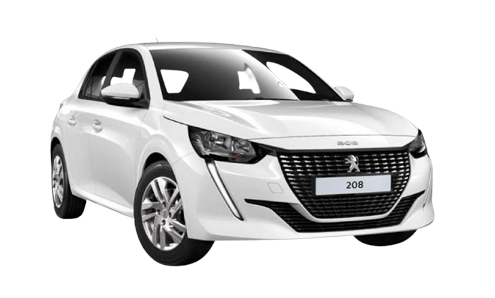 Peugeot 208 manual 5 seats 1200cc petrol 2suitcases 2 handbags